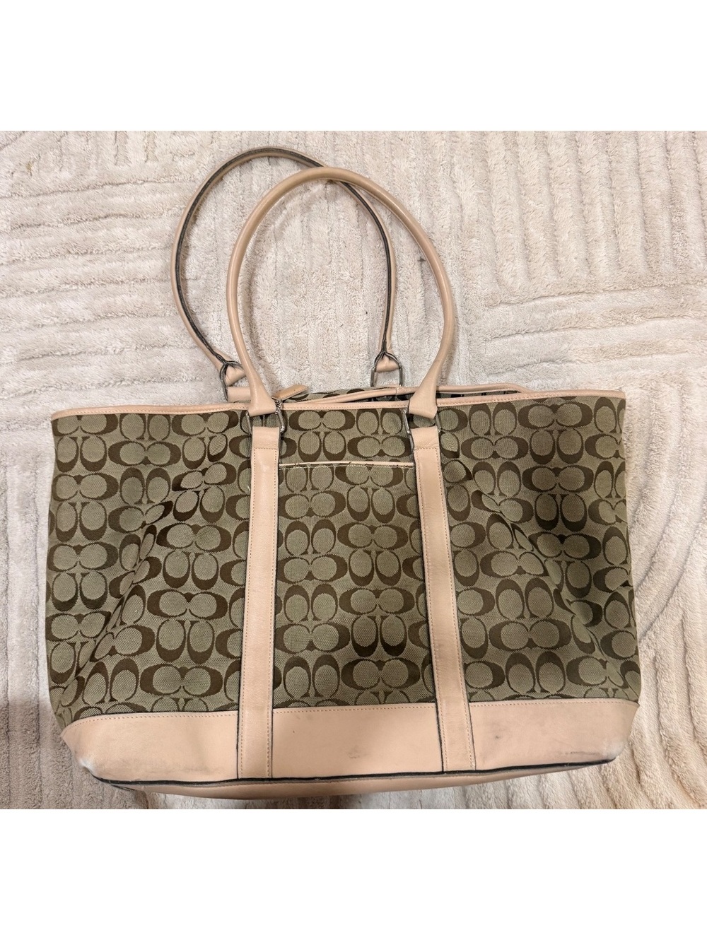 Coach Women's Signature Canvas Duffle Bag with Leather Trim